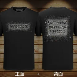 Casual Short Sleeve T Shirts Men Summer Clothes Designer Letter Rhinestones Fashion Streetwear O Neck Mercerized Cotton T-shirts