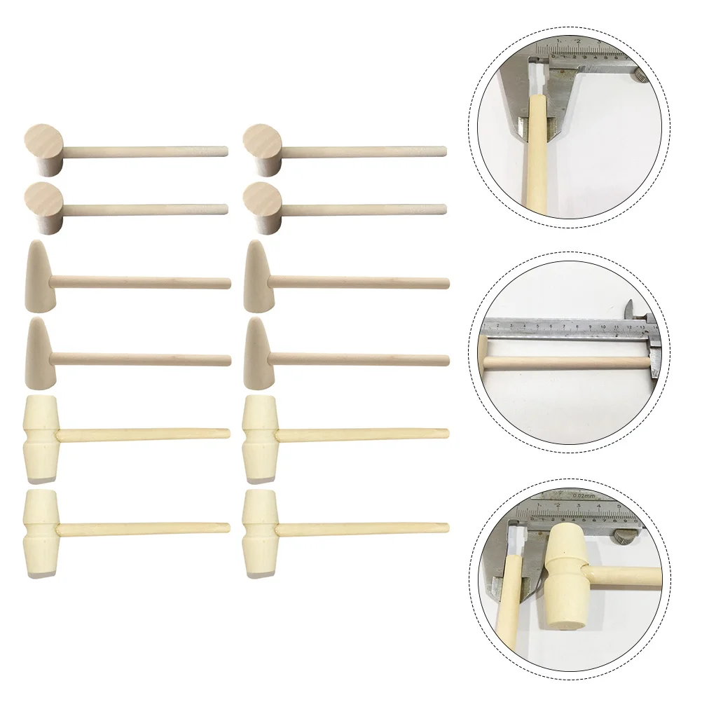 15Pcs 미니 나무 망치 세트 경량 천연 나무 작은 망치 어린이를위한 안전 케이크 만들기 DIY 공예 창의적인 재료