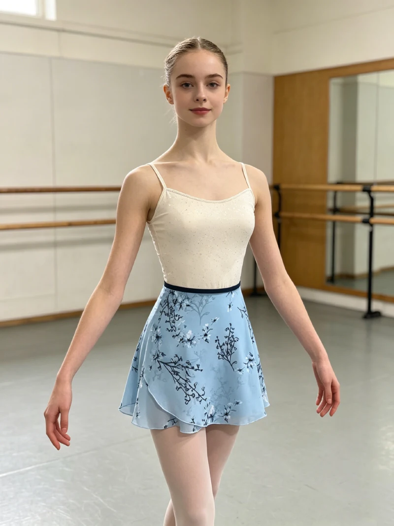 Women Ballet Small Apron Tutu Girls High Quality Chiffon Printing Practice Leotard Skirt Adult Elegance Ballet Dancing Dress