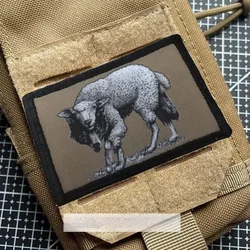 Wolf In Sheep’s Clothing Tactical Patch Fun Embroidery Hook&Loop Backpack Stickers Military Flag USA Morale Badge Combat Armband