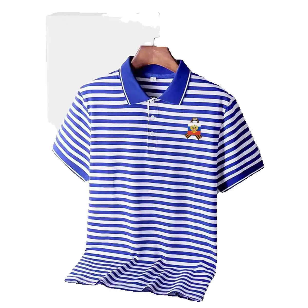 

St George Ribbon Russian Flag Victory Patriotic Stripes Polo Shirts 100% Cotton Short Sleeve Mens Sailor Striped T-Shirt