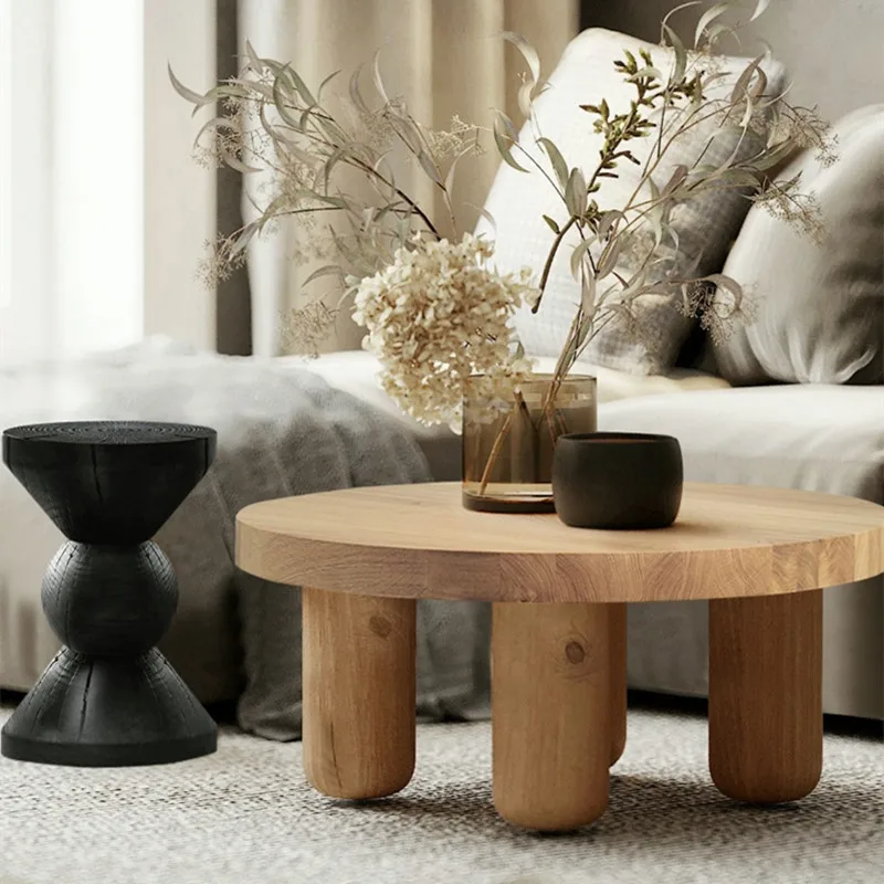 

！@Nordic Vintage Small Side Table Solid Wood Home Furniture for Living Room Home or Homestay Serving Coffee or Tea
