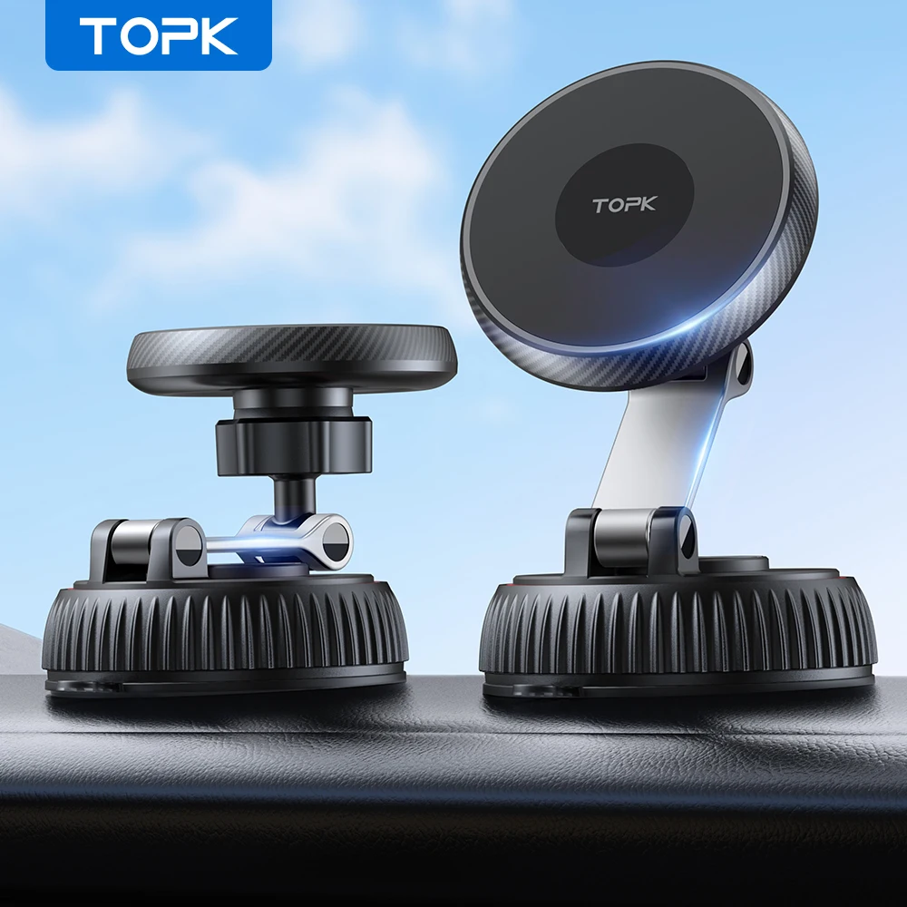 

Магнитный автомобильный держатель телефона TOPK для крепления Magsafe 360° ° Вращающийся вакуумный адсорбционный кронштейн на присоске для стола/ванной комнаты/универсальный