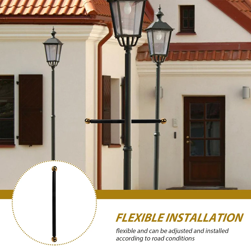 

3Pcs Metal Cross Arm Handle Lamp Post Aluminum Alloy Outdoor Light Pole Flag Holder Yard Supply Lamp Post Arm Rest Handle