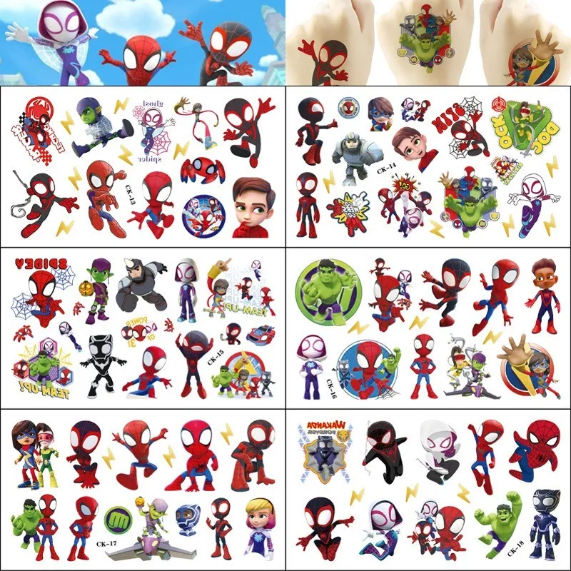 1Pcs Spidey And His Amazing Friends Tattoo Stickers Cartoon Children's Temporary Tattoos Kids Girl Art Tattoos Birthday Gift