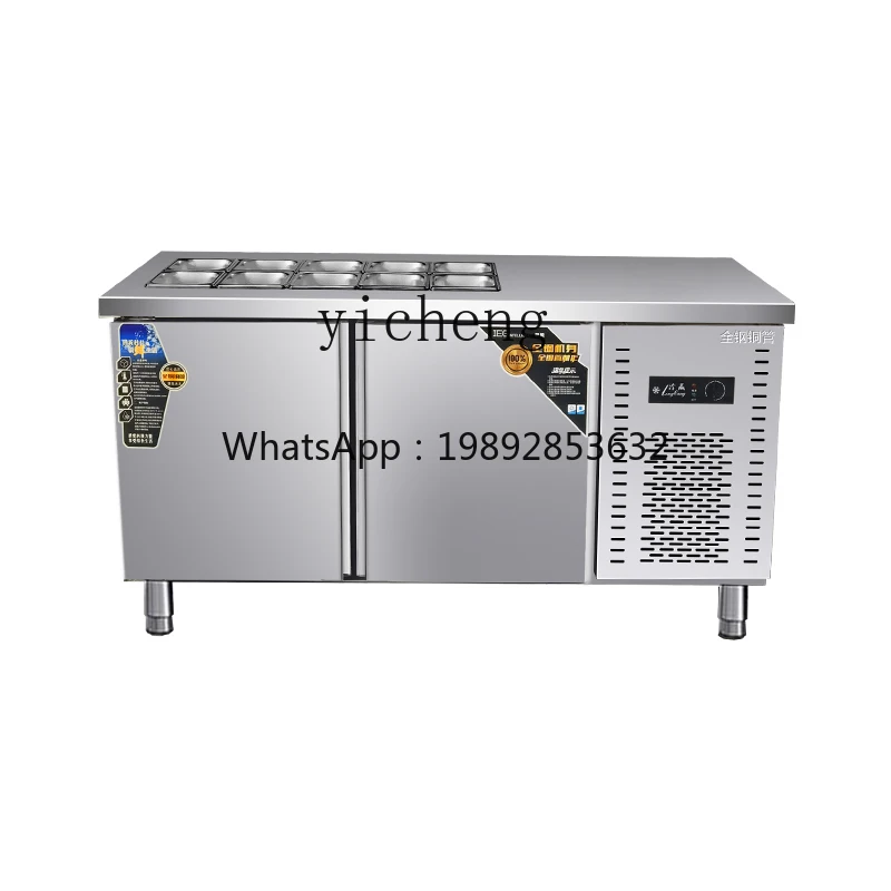 

slotted salad table fresh-keeping display cabinet commercial side dishes refrigerator refrigerated pizza table freezer