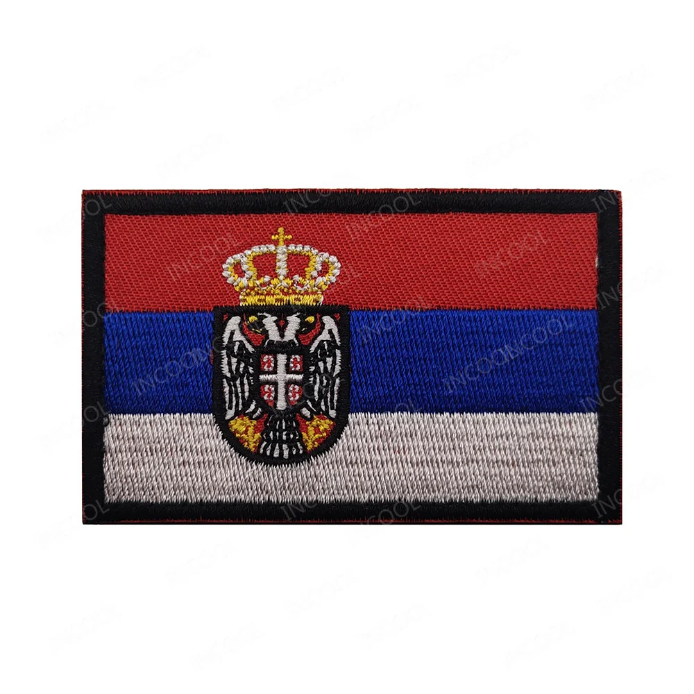 Serbia Flag Embroidered Patches IR Reflective Serbian Flags PVC Rubber Appliqued Patch For Clothing Backpack Cap