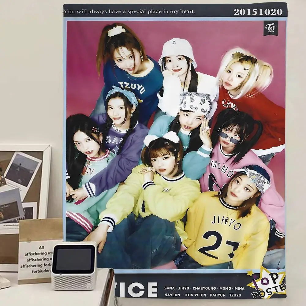 Kpop T-Twice Cartoon Tapestry Art Science Fiction Room Home Decor Art Home Decor