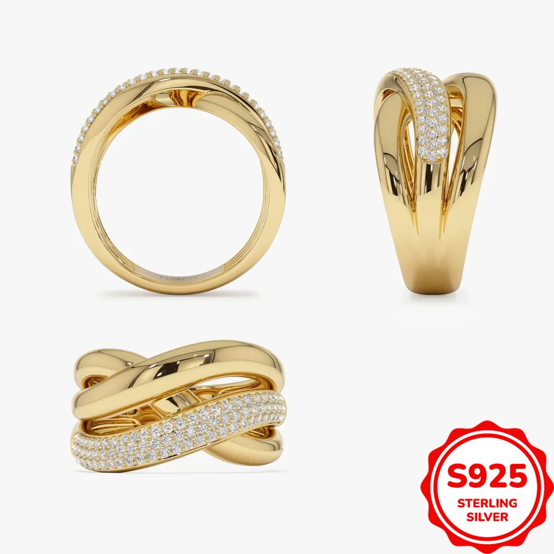 

Creative and Versatile Authentic S925 Silver Cross Irregular Winding Temperament Personalized Ring