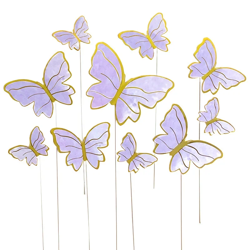 10/50 Stück Dessert-Kuchen-Deko Schmetterling-Stempel 3D Schmetterling-Kuchenaufsätze Prinzessin Mädchen Hochzeit Happy Birthday Party Dekoration – Detail 4