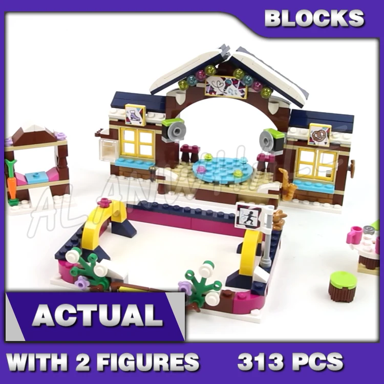

313pcs Friends Snow Resort Ice Rink Skating Lodge Pretzel Shop Hockey Goals 10730 Building Blocks sets Compatible With Model