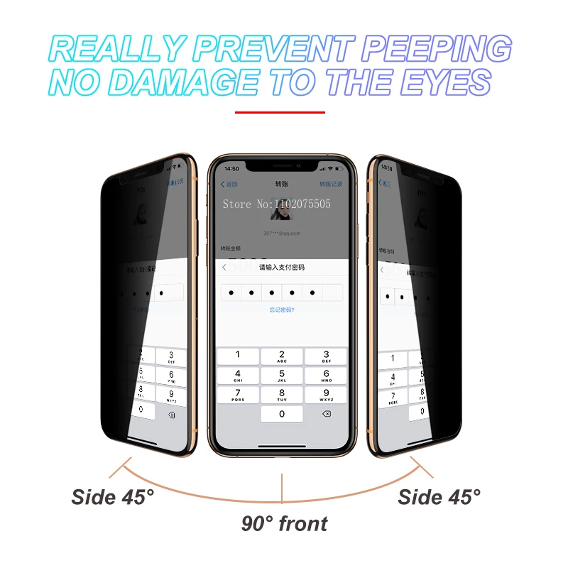 Anti Spy Tempered Glass For iPhone15 14 13 12 mini 11 Pro XS Max X XR Privacy Screen Protector iphone 6 7 8 Plus SE Glass Film