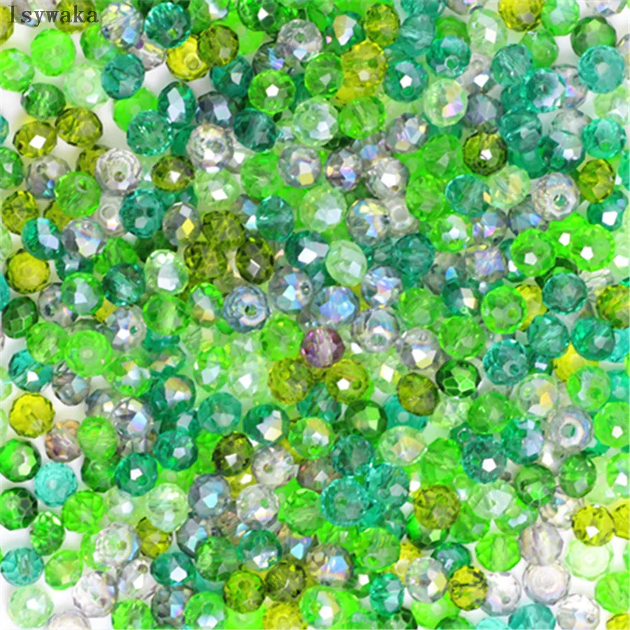 Isywaka B-Multicolor 4*6mm 50pcs  Rondelle Austria faceted Crystal Glass Beads Loose Spacer Round Beads for Jewelry Making