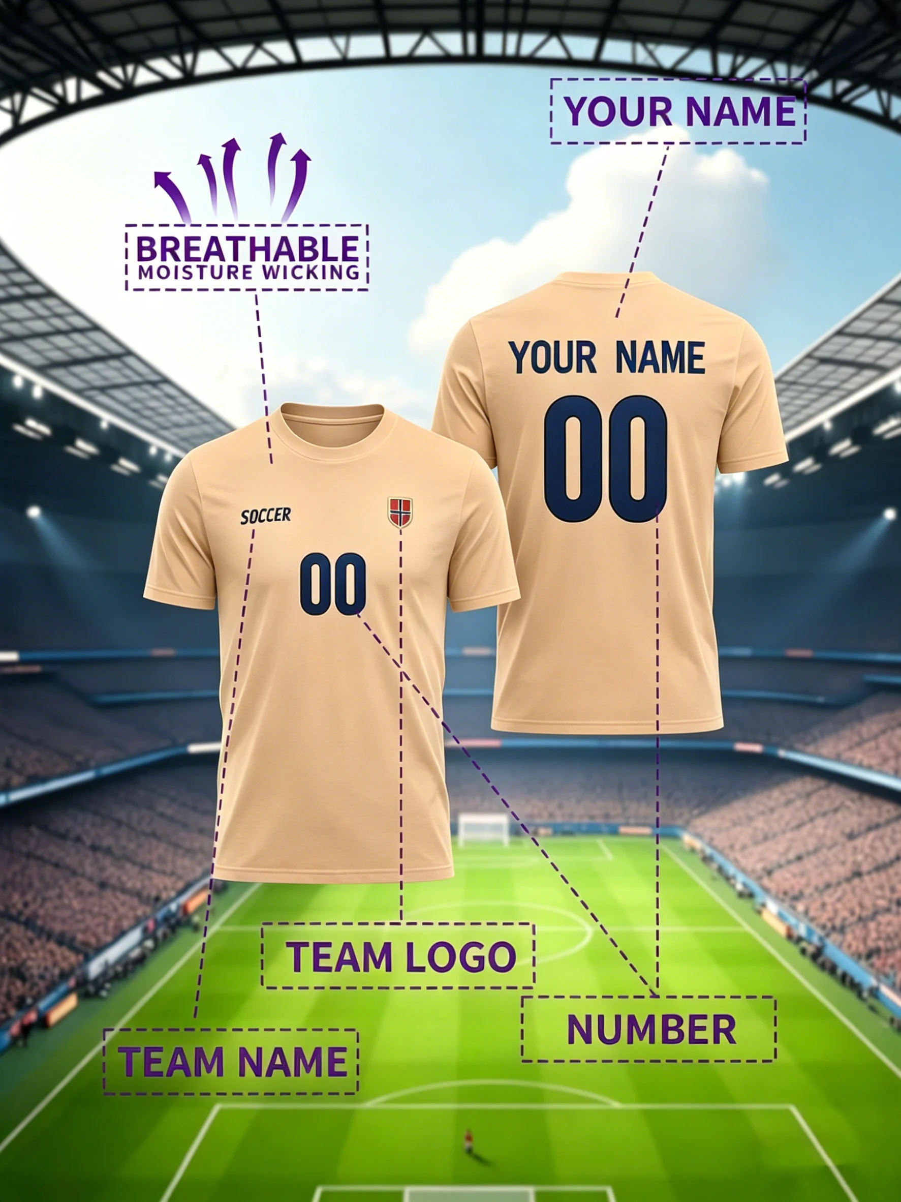Passen Sie das Muster Ihrer Lieblings-Fußballmannschafts-Spielerbekleidung individuell an. Personalisiertes, modisches Baumwoll-T-Shirt, lässiges, lockeres Sport-Top, weiches T-Shirt – Detail 13