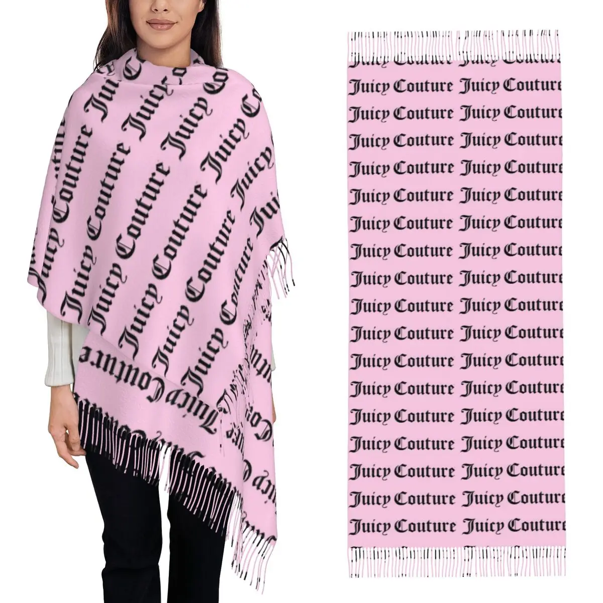 Juicy Couture Classic Scarf Tassel Scarves for Women Soft Warm Shawls and Wraps Long Fall Winter Shawl Wrap