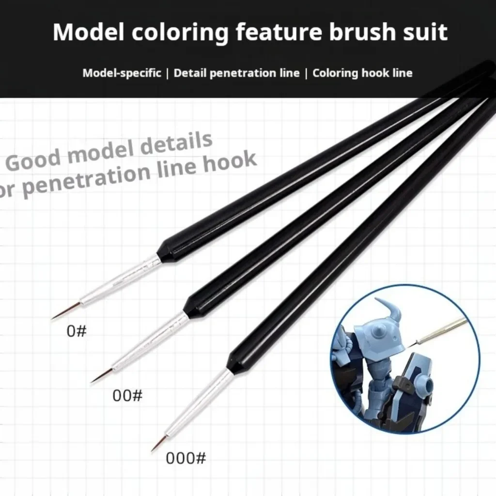 3pcs/pack Fine Detail Painting Brush Gundam Model DIY Tool Coloring Lining Pen for Gunpla Figurine Painting Brush Good Hand Feel