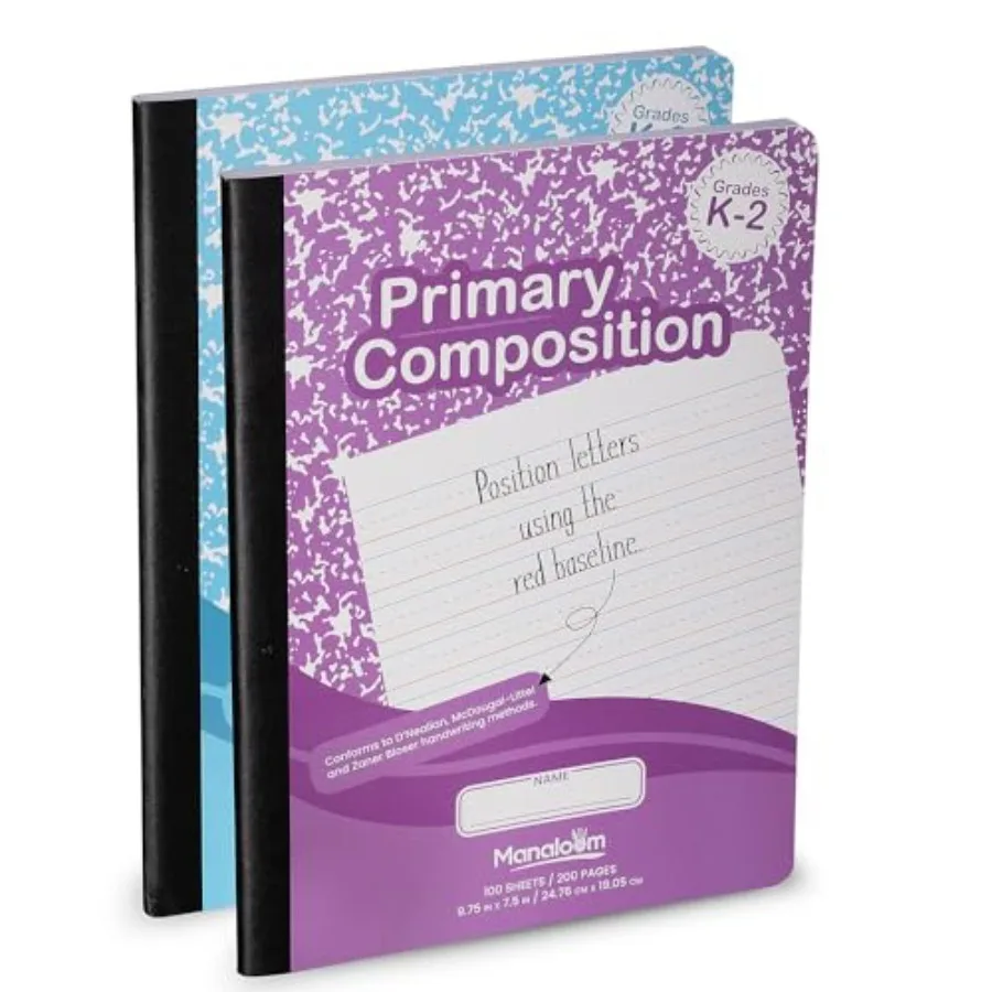 

Primary Composition Notebooks K--, 200 Pages 100 Sheets Primary Composition Notebook for - 9-3/4 x 7-1/2 - Primary Ruled
