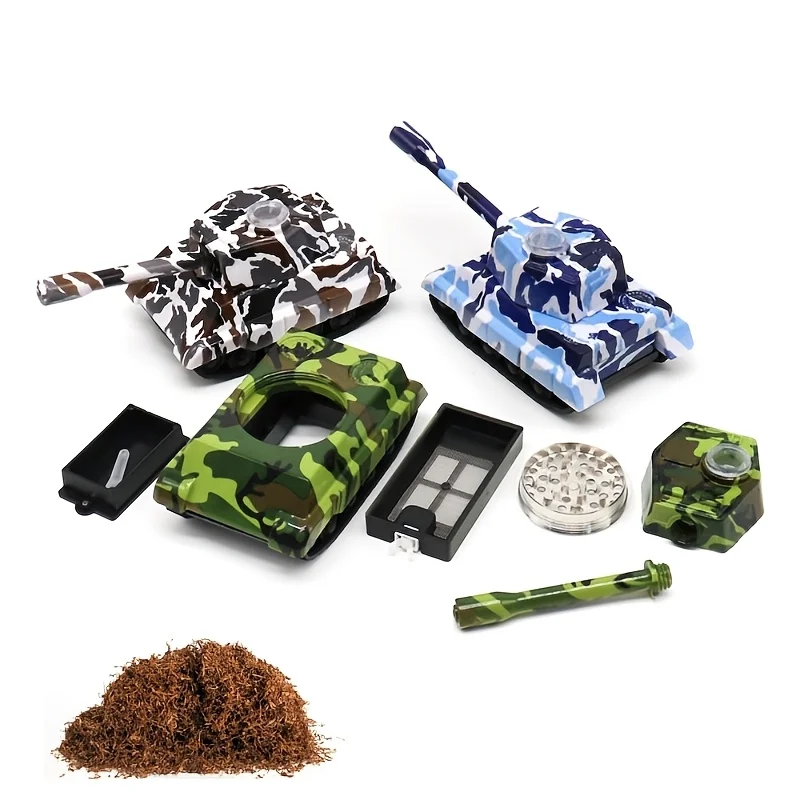 Creative Tank Tobacco Grinder with Pipe Tobacco Shredder Metal Grinder Herb Grinde rPortable Easy-Clean Smoking Pipe Accessories