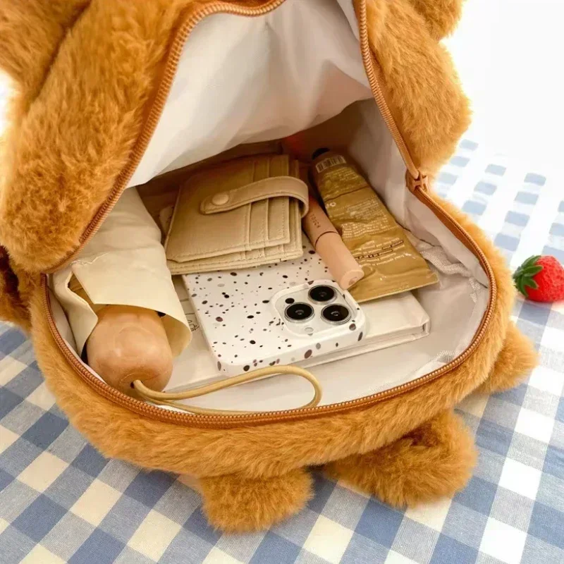 Borsa da scuola per studenti Capibala Borsa da capibara in peluche Borsa casual in pelliccia per tutti i fiammiferi Zaino di grande capacità Borsa da scuola Mochila