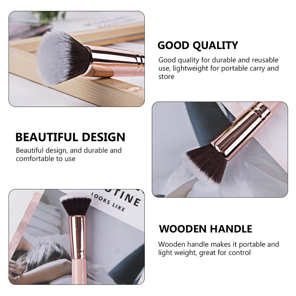 2 szt. Pędzle do makijażu z płaską główką, lekkie, miękkie, gęste, do pudru, podkładu, różu, akcesoria dla kobiet, ultra delikatny rayon