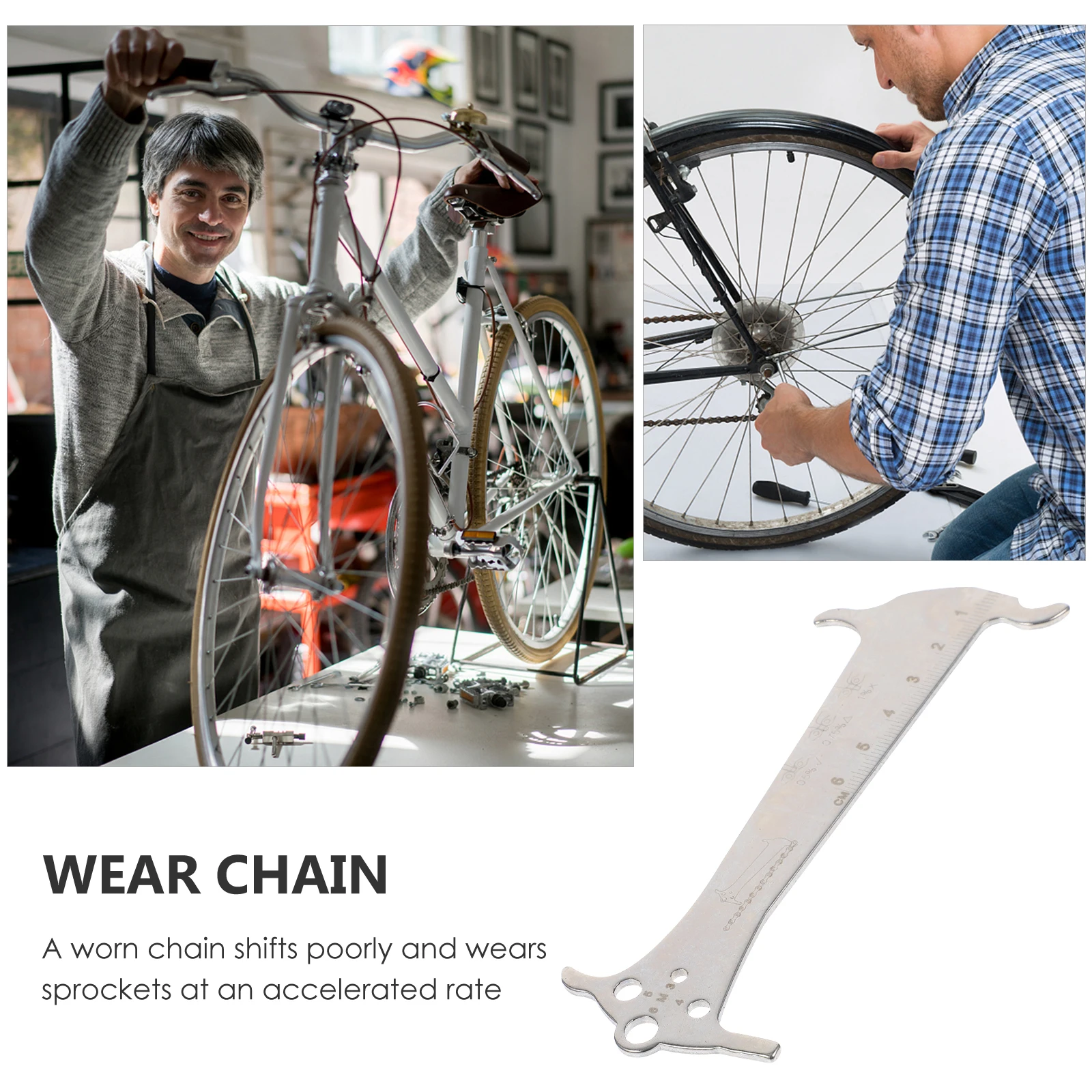 

Bike Chain Measurement Tool Stainless Steel Chains Repair Checker Portable Bike Tool Chain Indicator