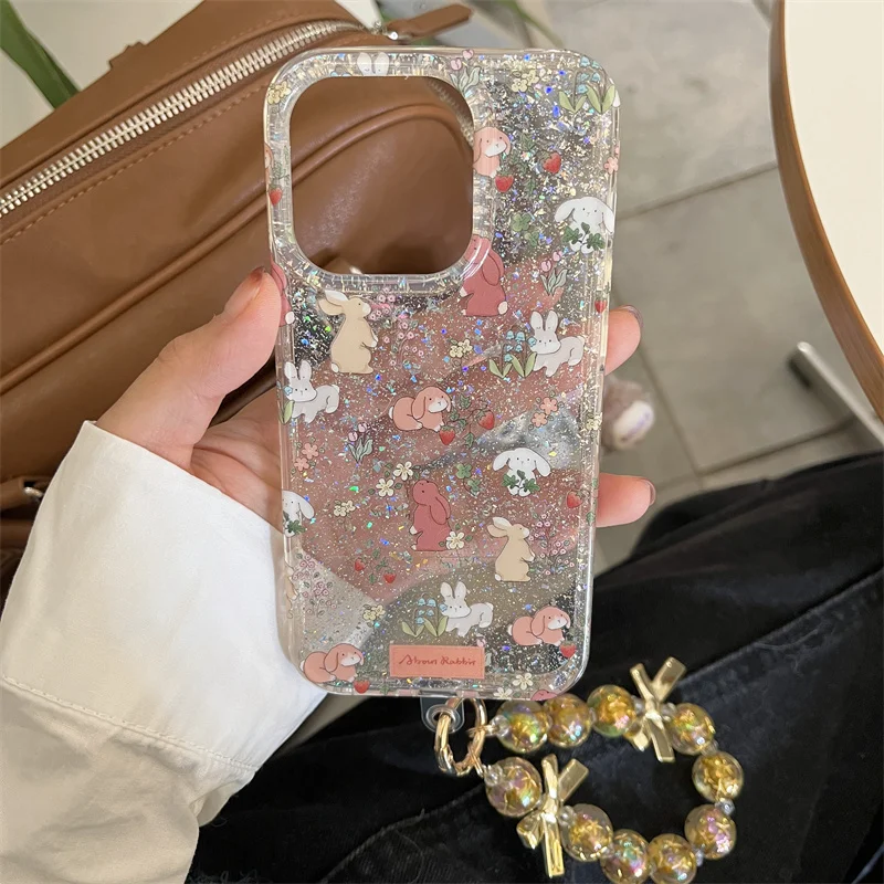 مسحوق ساطع IND | ساطع مسحوق زهرة الأرنب | هدية لصديقتك بسلسلة القوس | مناسبة آيفون 11 12 13 14 15 16 17 برو ماكس #6