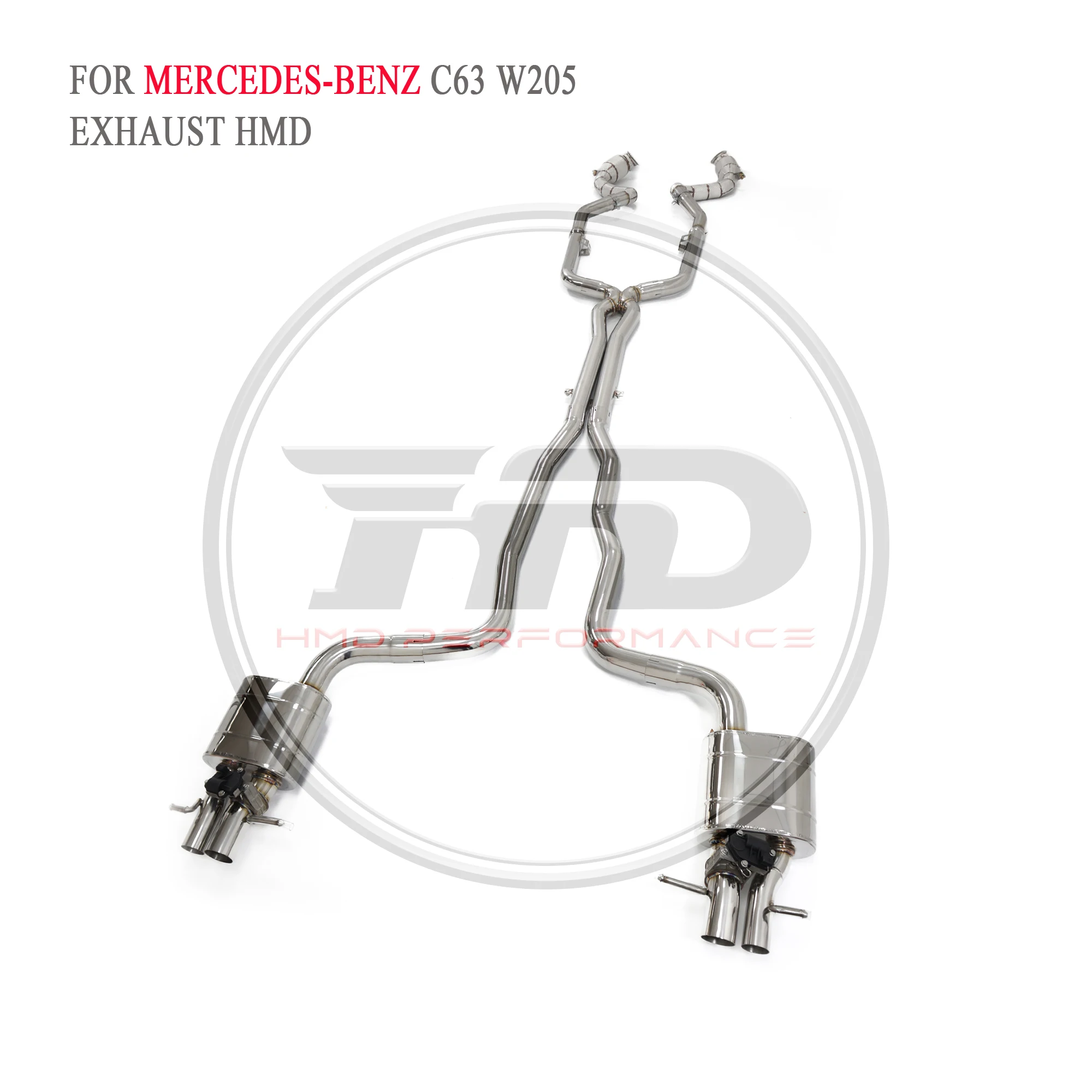 HMD Stainless Steel Full exhaust Downpipe Catback For Mercedes benz C63 W205 With valve