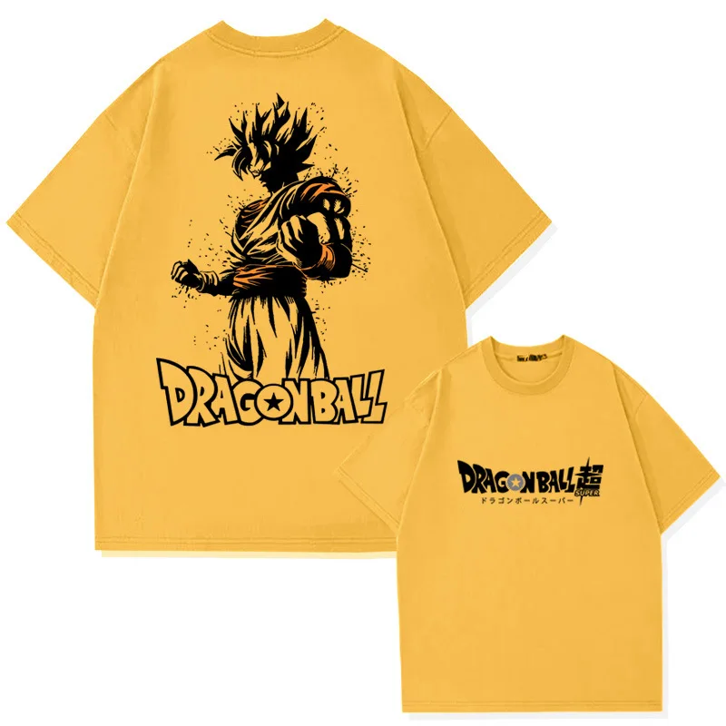 드래곤 볼 Goku 만화 남자 티셔츠 여름 짧은 소매 100% 코튼 애니메이션 야외 캐주얼 부모-자식 탑 어린이 티셔츠