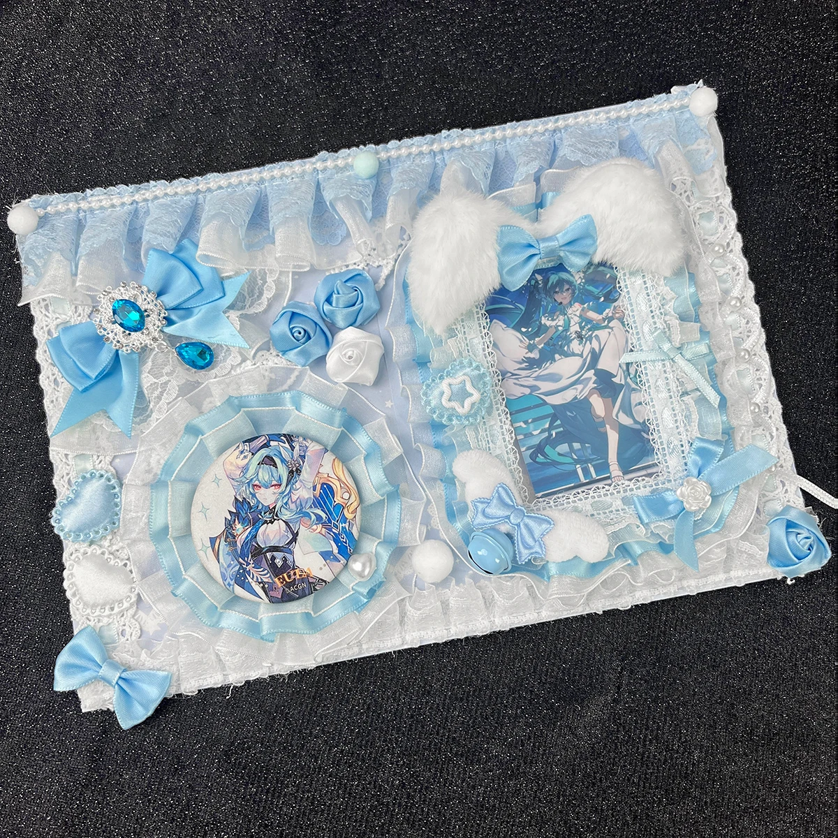 Lolita Ita Bag Insert Board Card Holder Badge Organizer Board Ribbon Lace Anime Cosplay Ita Bag Board Badge Display Board