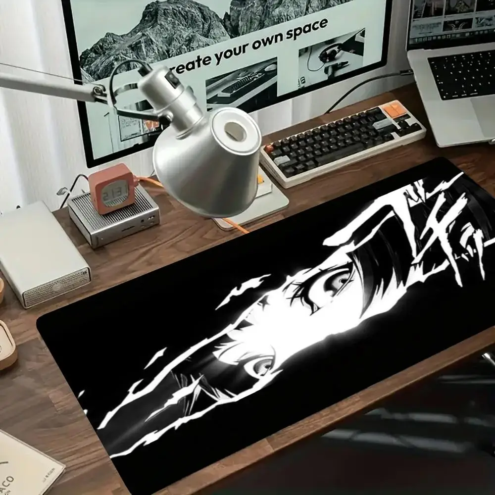 Black White Graffiti Face Mousepad Desk Mat Stitched Edges Smooth Cloth Surface For Street Style Office Desk