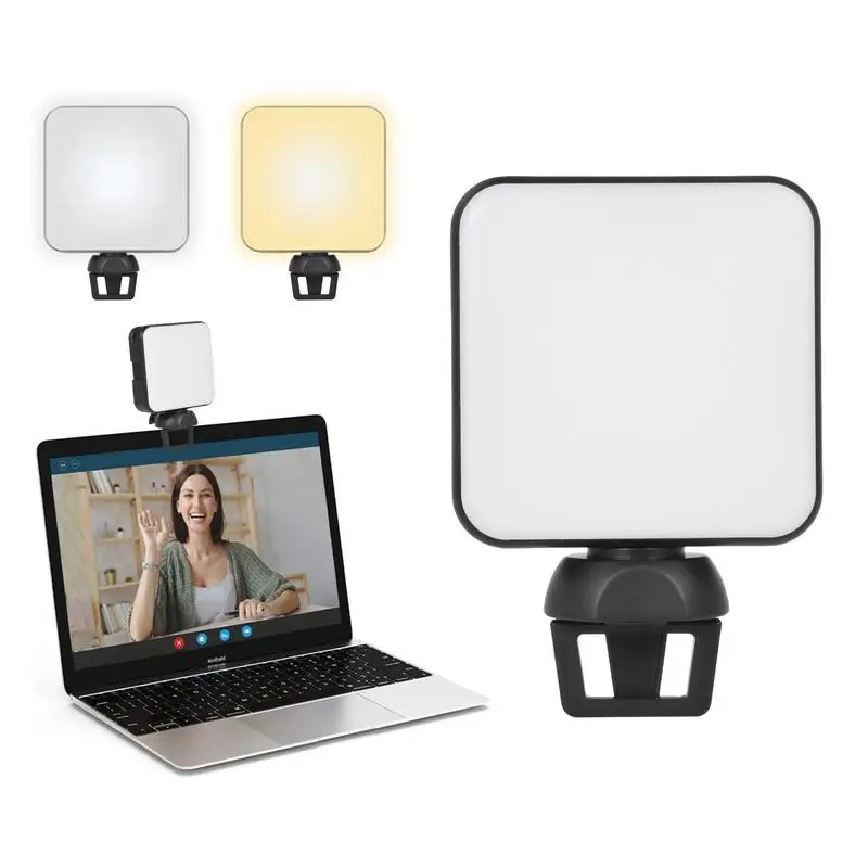Lampe LED avec clip sur ordinateur portable, éclairage pour vidéoconférence, webcam n'aime, demandes de renseignements, diffusion en direct, YouTube