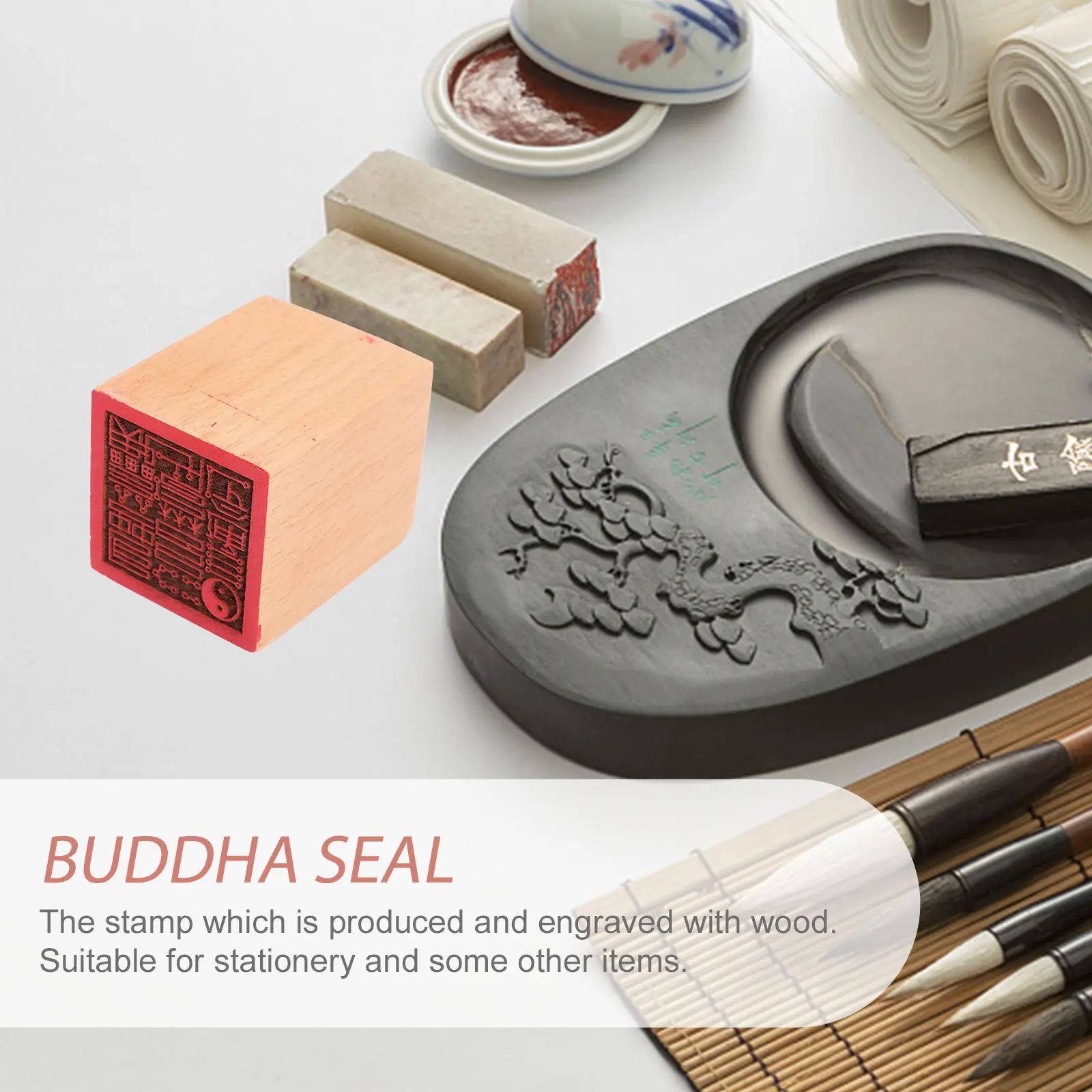 

Premium Wooden Buddha Style Decorative Chinese Seal Diy Gift Label Sturdy Craft Cards Bags Home Decoration