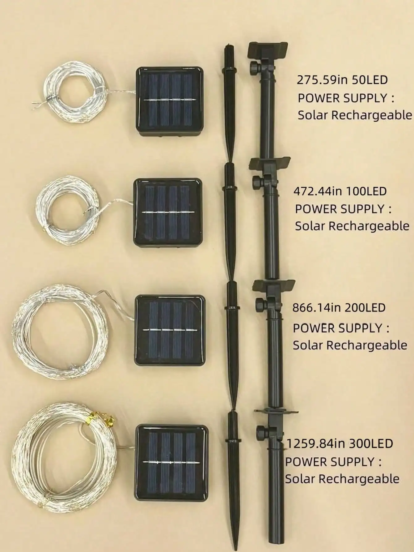 1 قطعة 50/100/200/300LED أضواء الجنية الشمسية في الهواء الطلق ، 8 طرق الأسلاك النحاسية مصباح ليد سلسلة ، عطلة حفلة حديقة الديكور الخفيفة