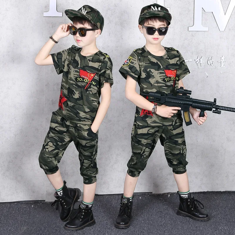 Summer Baby Boys Clothes Set Short Sleeve T-shirt Pants Outfits Fashion Camouflage Kids Costume 2024 New Children Clothing Suits