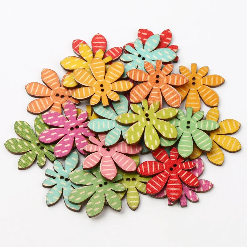 20pcs/Mixed Colorful Leaf Shape Pattern Wooden Button 2 Holes for DIY Sewing Garmen Clothing Accessories Handmade Craft 30*27mm