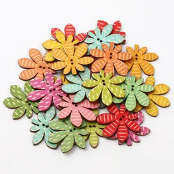 20pcs/Mixed Colorful Leaf Shape Pattern Wooden Button 2 Holes for DIY Sewing Garmen  Clothing Accessories Handmade Craft 30*27mm