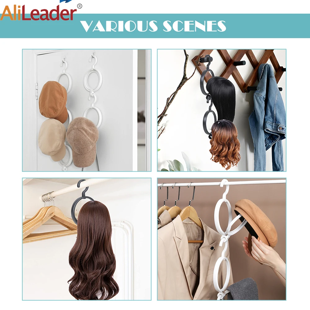 5 10 Pcs Combining Wigs Storage Hanging Rack Bag Hats hangers Clothing Storage Hook Wall-Hanging Hat Display Stand For Closet