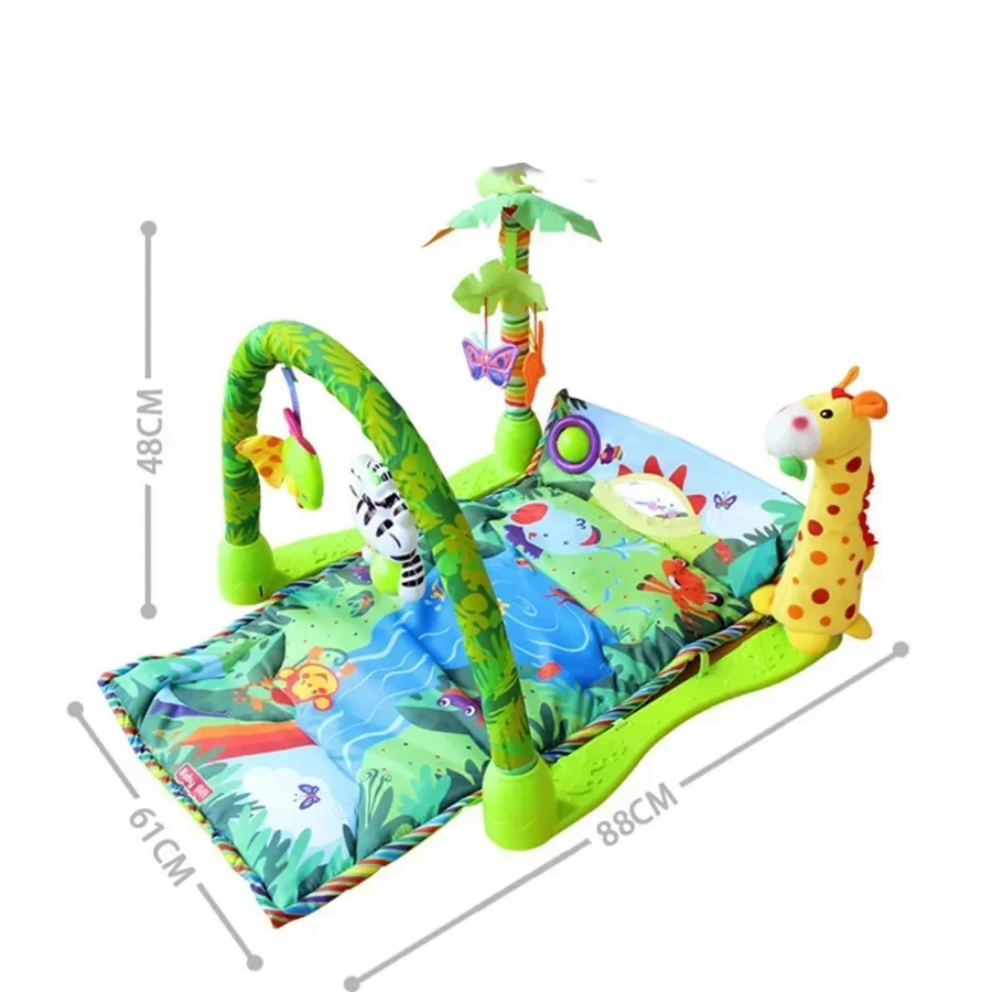 [Funny] 100% Safe Delicate Music Sound Farm Animal giraffe Baby Playing Mat Carpet activity forest Play mat Gym Toy game mat