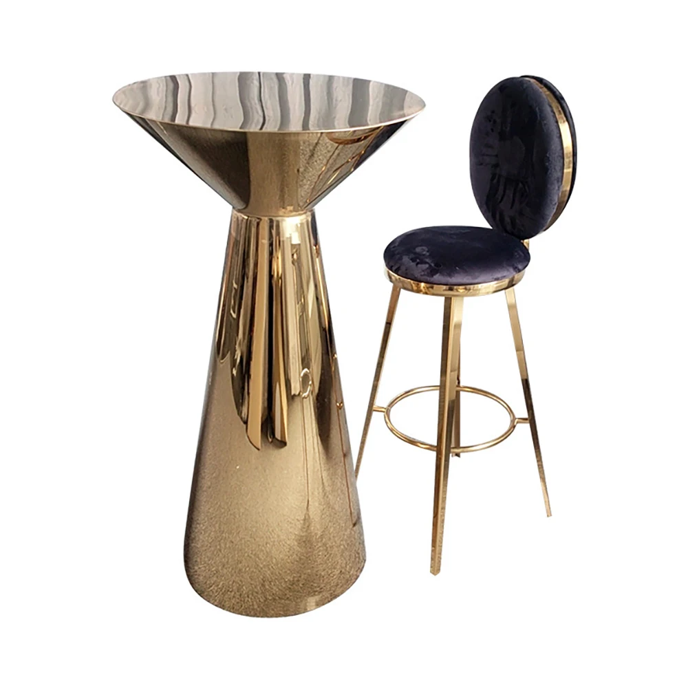 Hot Recommend Products Elegant Gold Stainless Steel Round Cocktail Bar Table