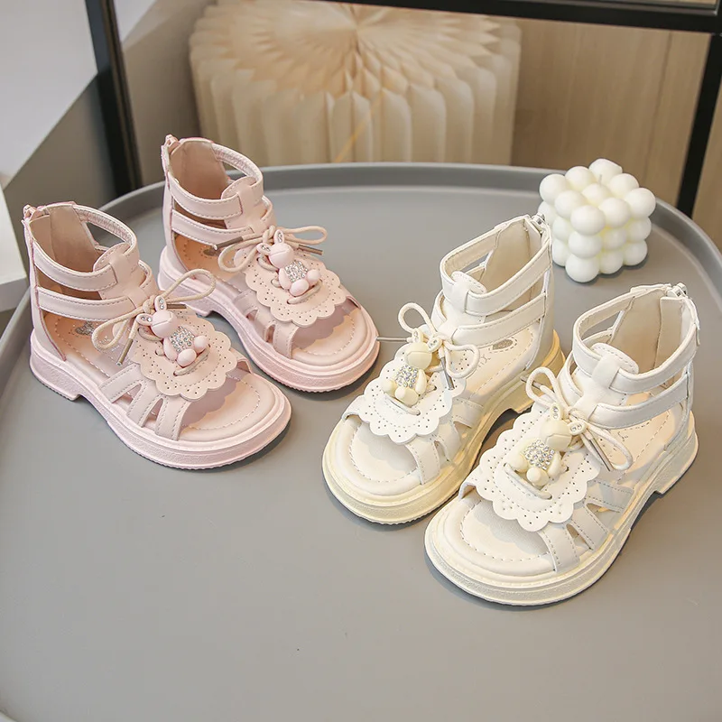 Fashion Girls Shoes2026Summer New Plus Size Kids Sandals Comfor Anti Slip Child Beach Shoes Simple Versatile Girls Roman Sandals