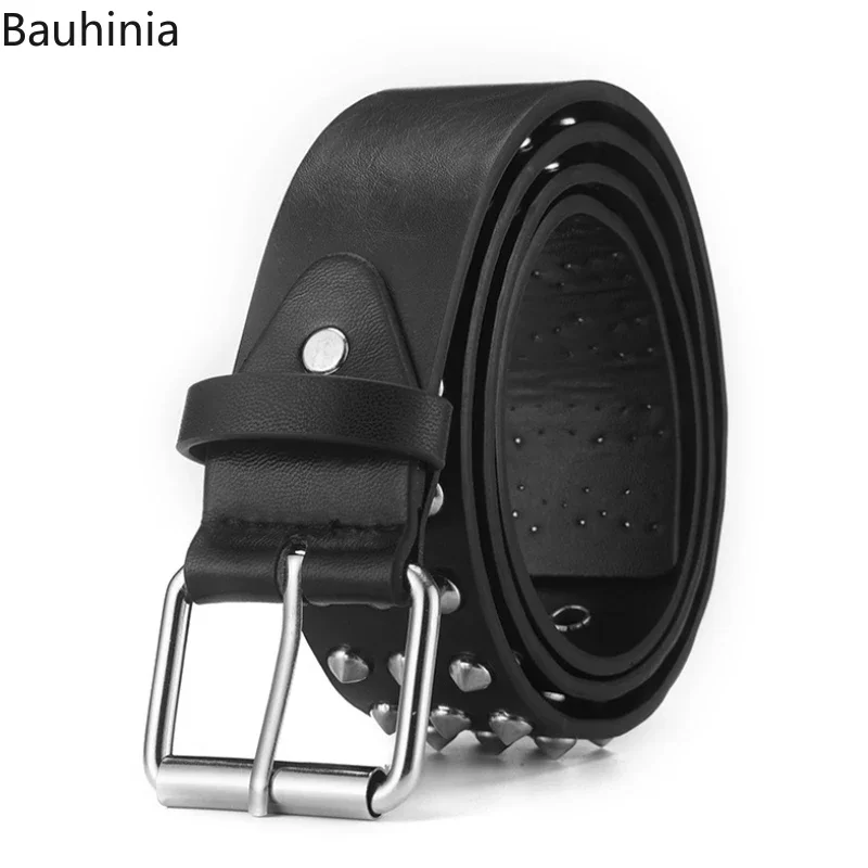 New Designer Rivet Goth PU Leather Belt 120*3.8cm Fashion Punk Style Pin Buckle Men\'s and Women\'s Belts