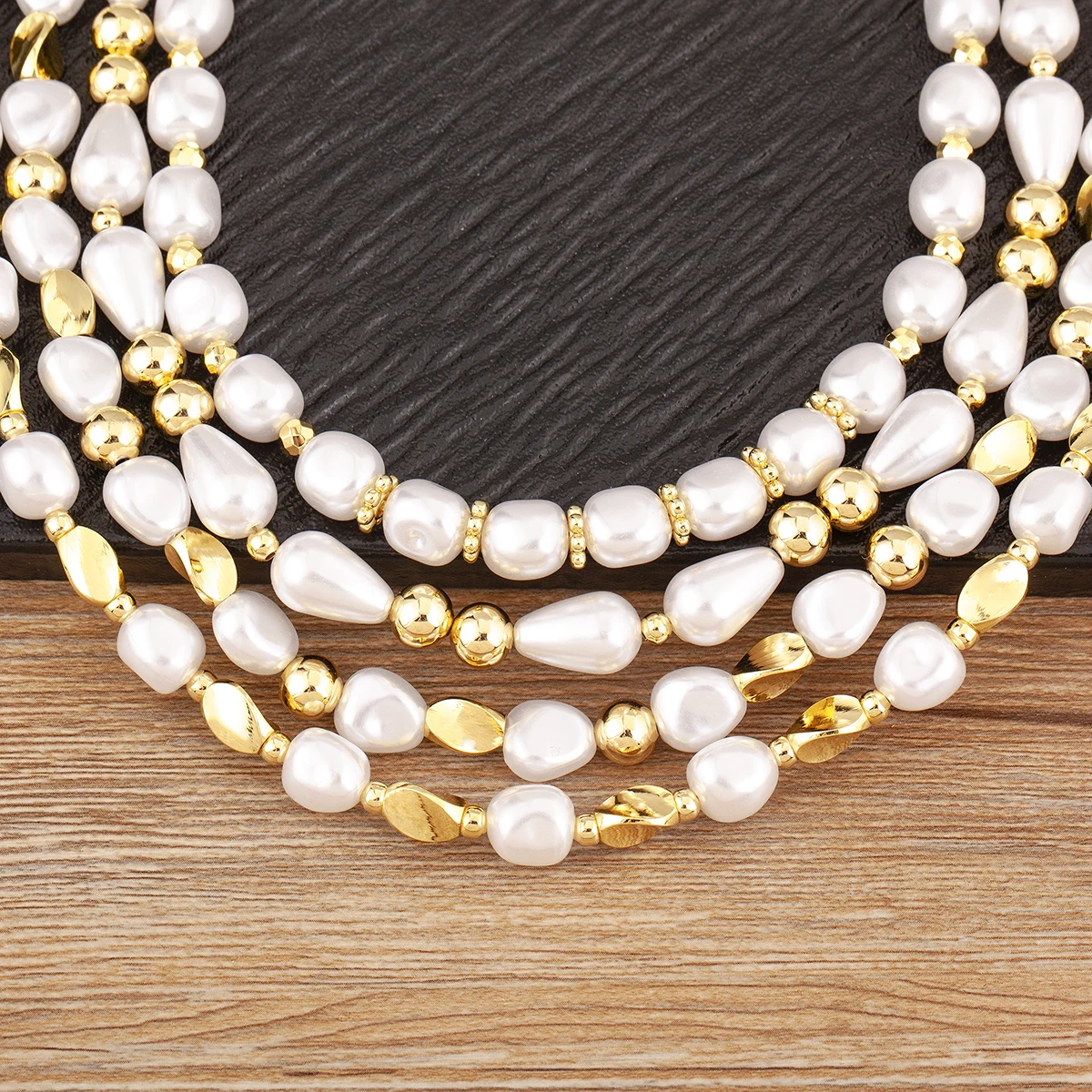Nidin Hot Sale Waterdrop/Round Shape Irregular Geometric Pearl Beads Necklace For Female Elegant Aesthetic Jewelry Accessories