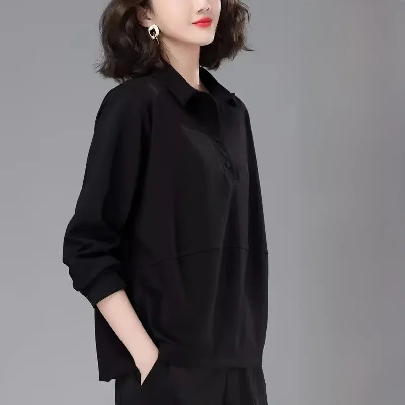 حجم كبير من القطن الخالص irt المرأة طبقة قاعدة فضفاضة غطاء البطن العلوي التخسيس البلوز طوق طويل Sve تخفيف Sle