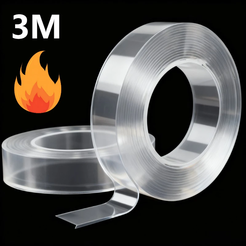 

Двусторонняя клейкая лента, прочная прозрачная нано-лента, водонепроницаемые многоразовые наклейки на стену, суперпрочная двусторонняя липкая лента