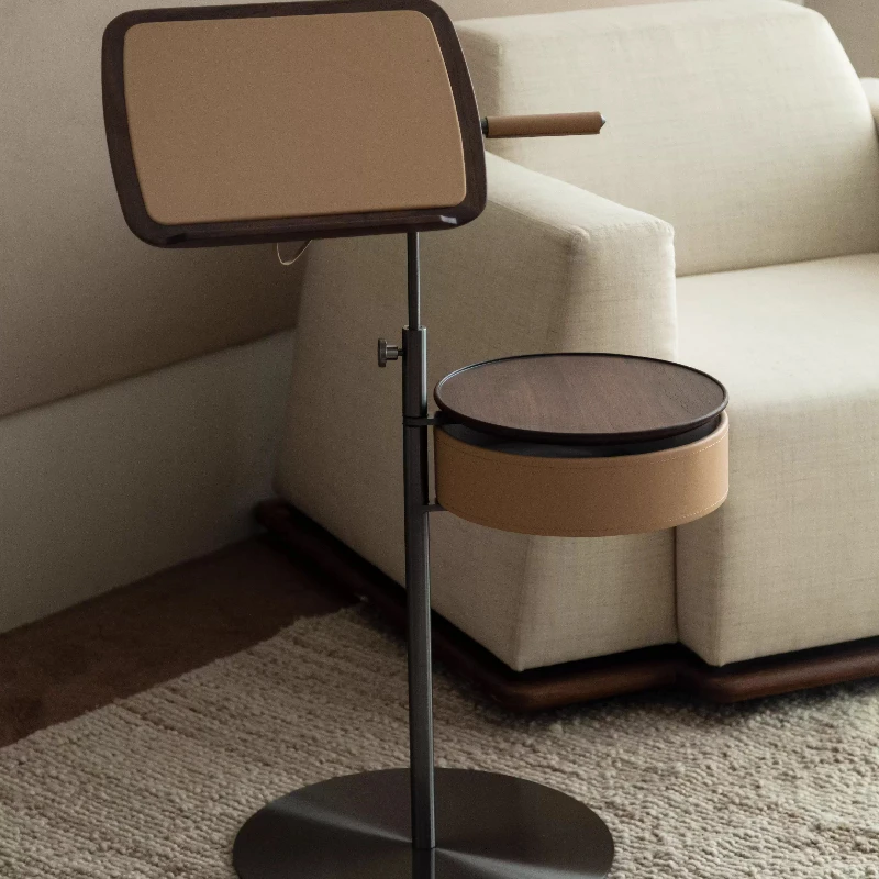 

Multifunctional side table living room sofa stainless steel solid wood liftable small coffee table