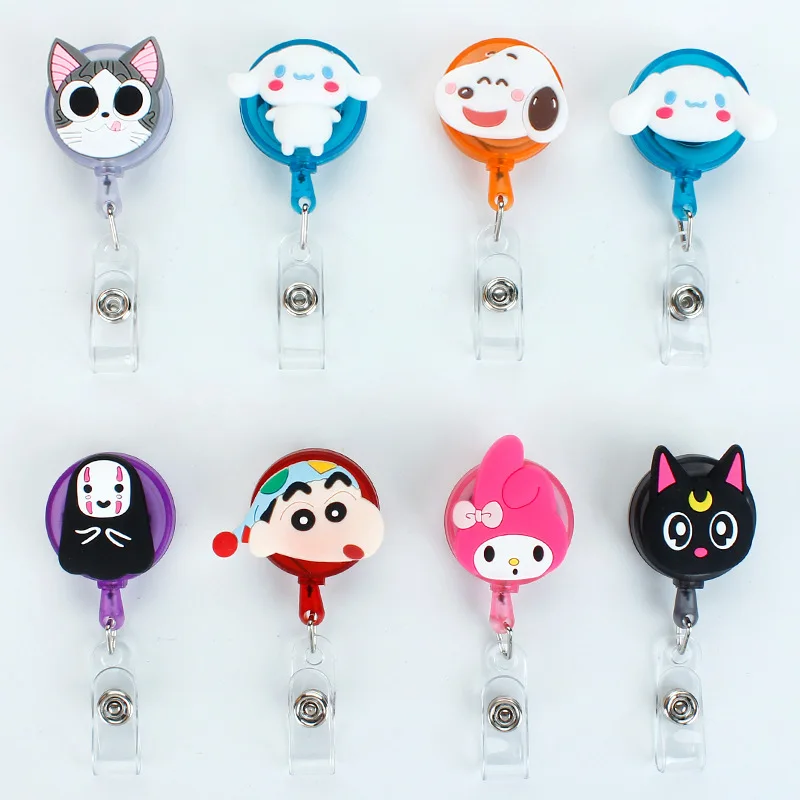 Cute Cartoon Funny for ID Card Holder Scalable Toggle Clip Employee Card Doctor Nurse Chest Card Student Bus Card Holder