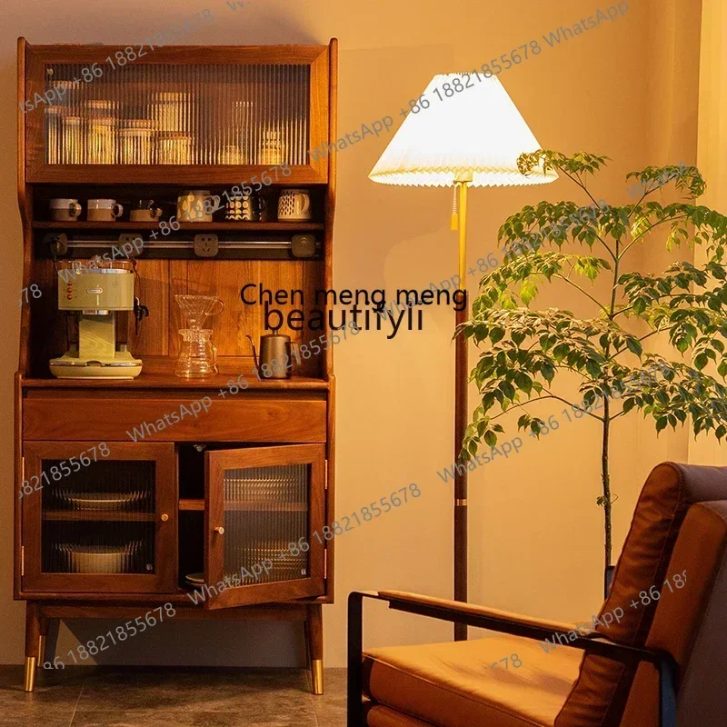 z11Nordic solid wood dining side cabinet against the wall, locker, black walnut tea cabinet integratedK182