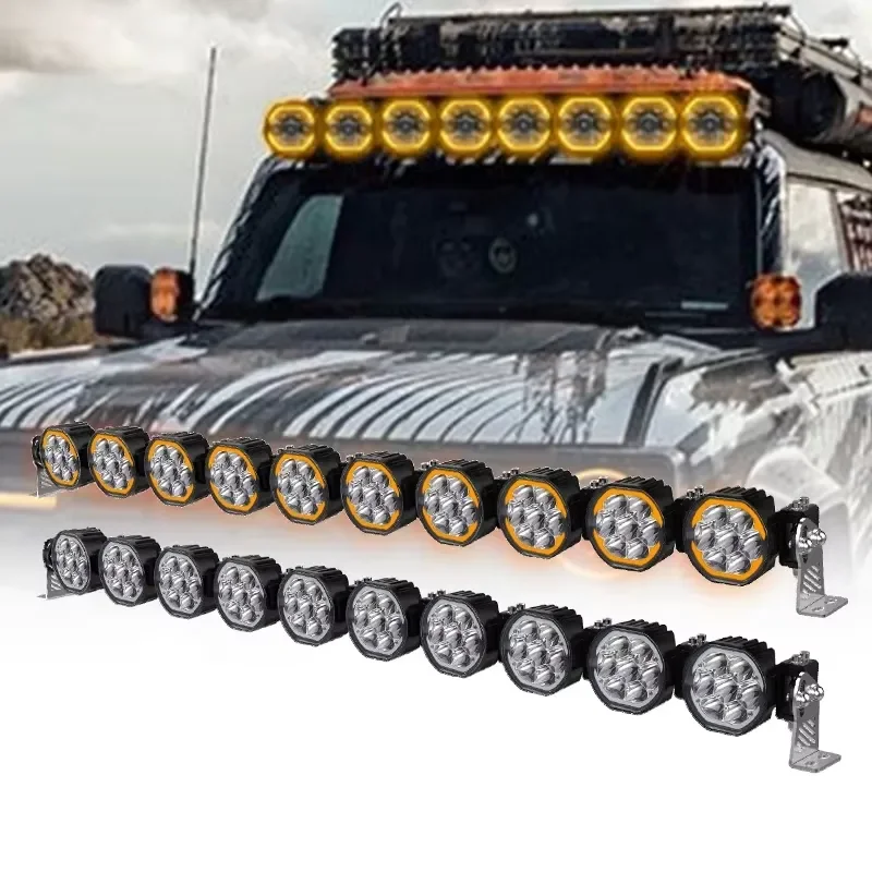 for SUV White Aluminum Bright Square Beam Auxiliary Automatic Bumper Flood Kit Dual Color Offroad Drive Led Light Bars