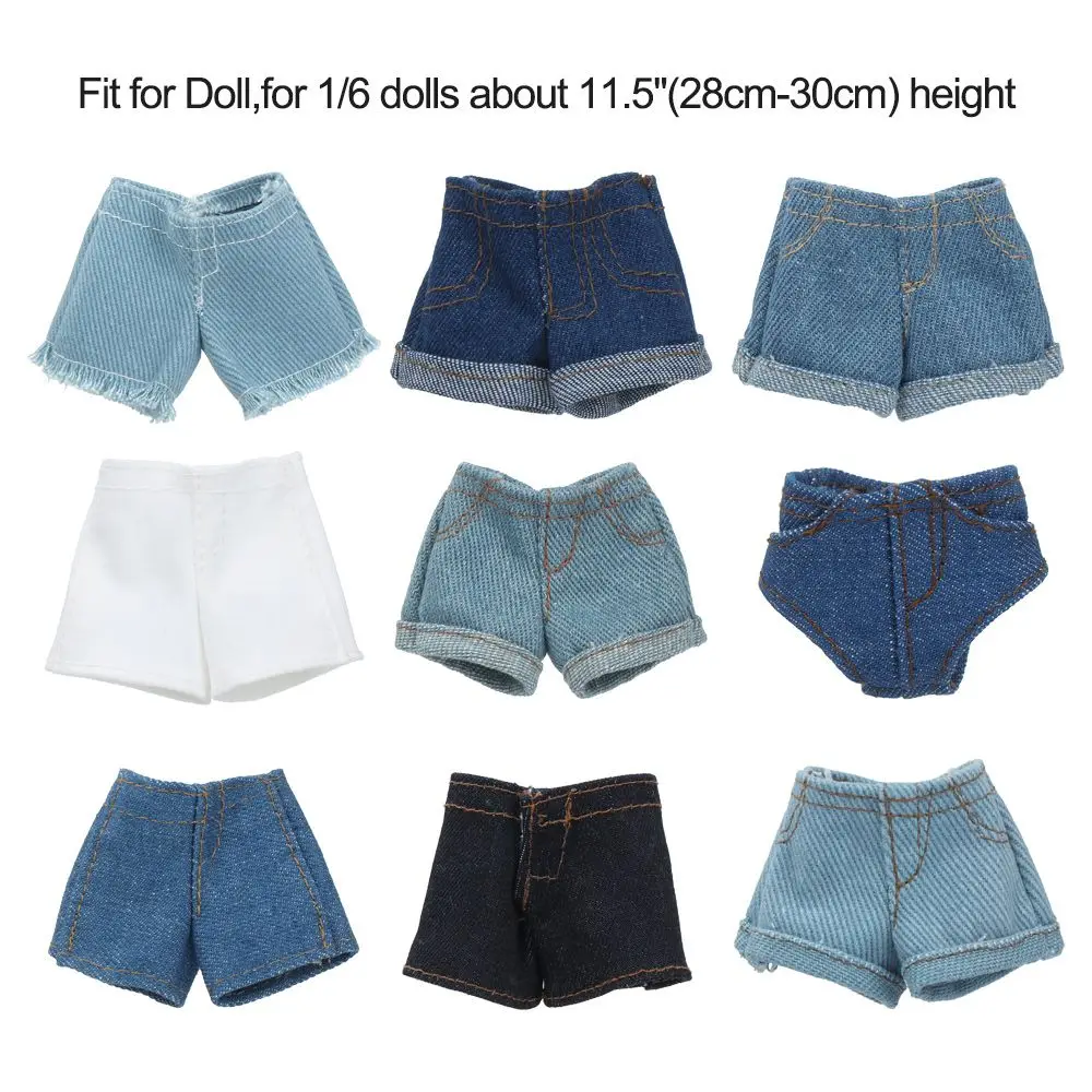 New Fashion Jeans Shorts Casual Wears Floral Leather Pants Dolls Accessories for 11.5" Dolls/for 1/6 BJD Dolls/For 30cm Doll