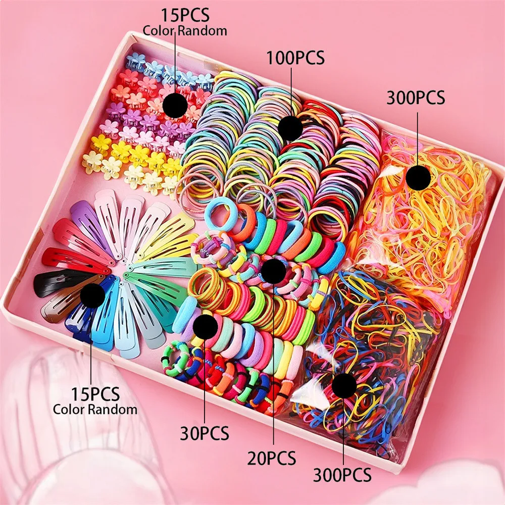 Kids Hair Accessories Set Boxed Hair Rings Leather Band Headband Hair Rope Hair Card Combination Female Baby Hair Accessories